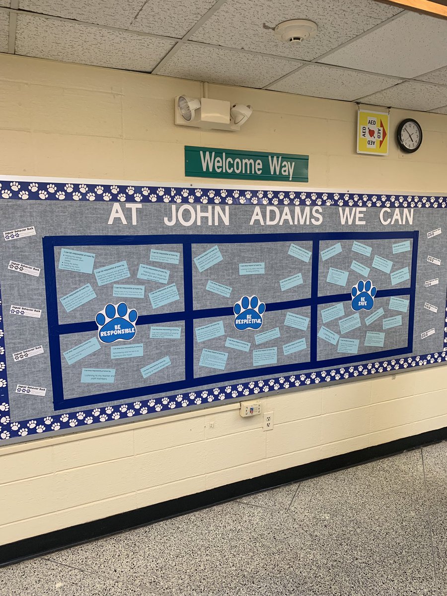 clarksclass_'s tweet photo. Fifth grade’s October bulletin board aims to remind everyone at John Adams as they walk in the door of ways they can be responsible, respectful, and safe both at school and at home!! #PBIS #truenorthbrunswick https://t.co/tWRtkWSTrz