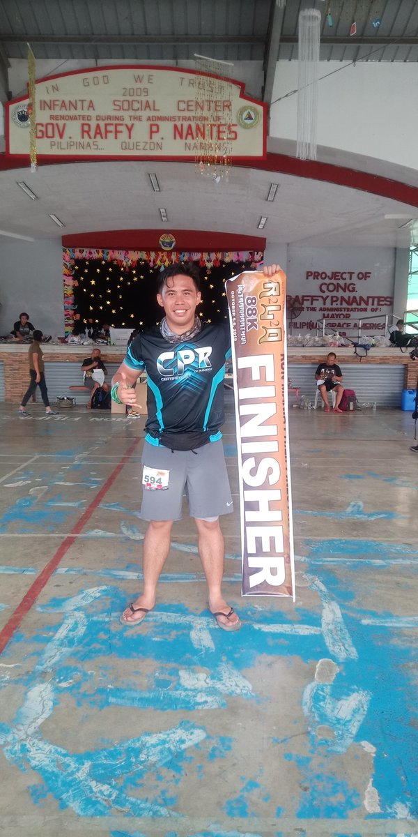 ArvinSulit's tweet photo. October 5-6, 2019
Rizal to Laguna to Quezon 88km
Infanta, Quezon

Injury free! Panis yan syempre. 
Grandslam is real!! Yes naman. Thanks God sa lahat ng binigay niyong lakas! Dabest ka! 😍❤

Unofficial time: 17:13:47 PR is real! 💪😊👌

#Ultravin
#CPR
#ORC
#RAC
#JCIR
#SMOKE10 https://t.co/nUrUYxZM0q