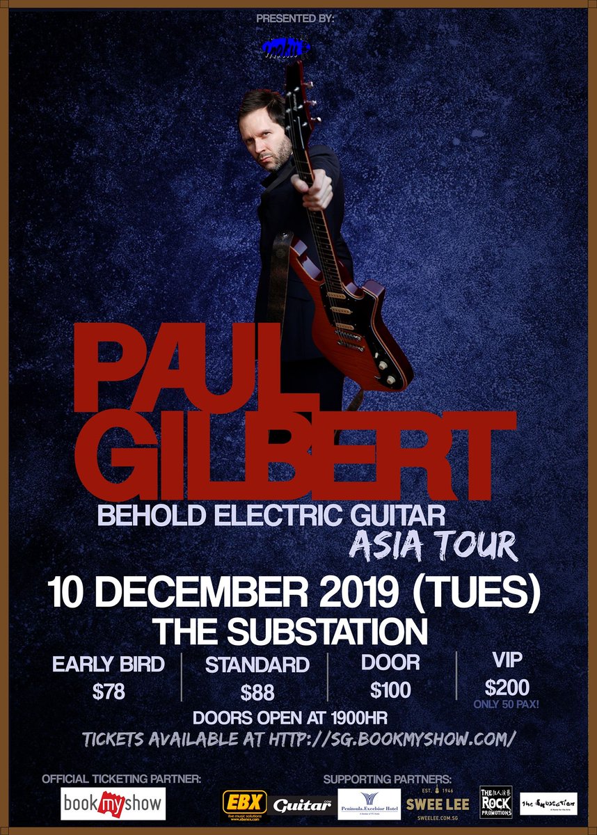 Join <a href="/PaulGilbertRock/">Paul Gilbert</a> in Singapore on 10 December at The Substation, tickets are available via <a href="/BookMyShowSG/">BookMyShow Singapore</a>! buff.ly/2VsQhoo <a href="/inokii_sg/">Inokii Record Store</a>
