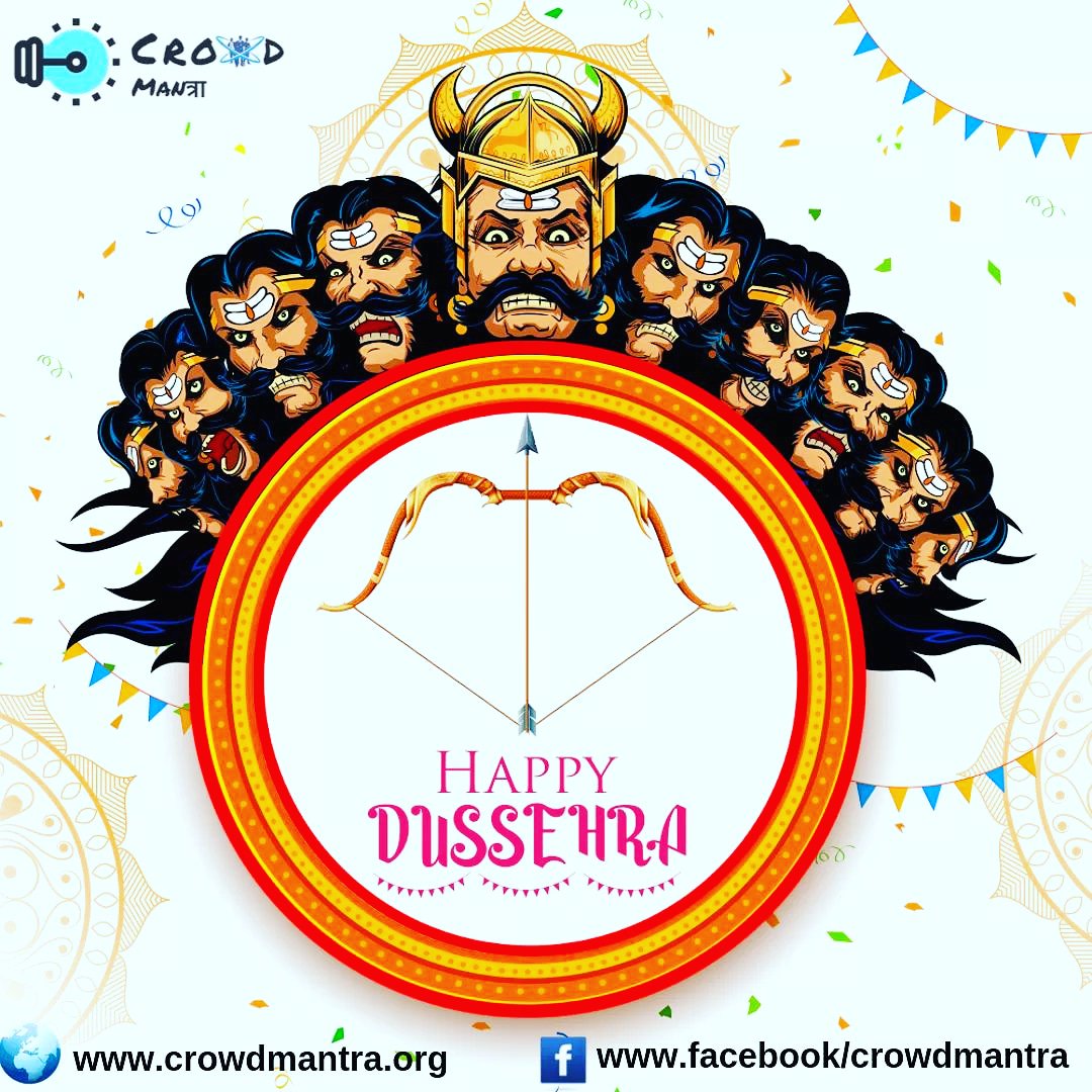 crowdmantra's tweet photo. #happydussehra #destroyevil #worship #crowdmantra
Crowdmantra wishes Happy Dussehra 2019
According to Hindu religious text Ramayana, it is the day when Lord Rama had eliminated Lanka king, Ravana, who had kidnapped his wife, Goddess Sita. https://t.co/eq4cZefgX9