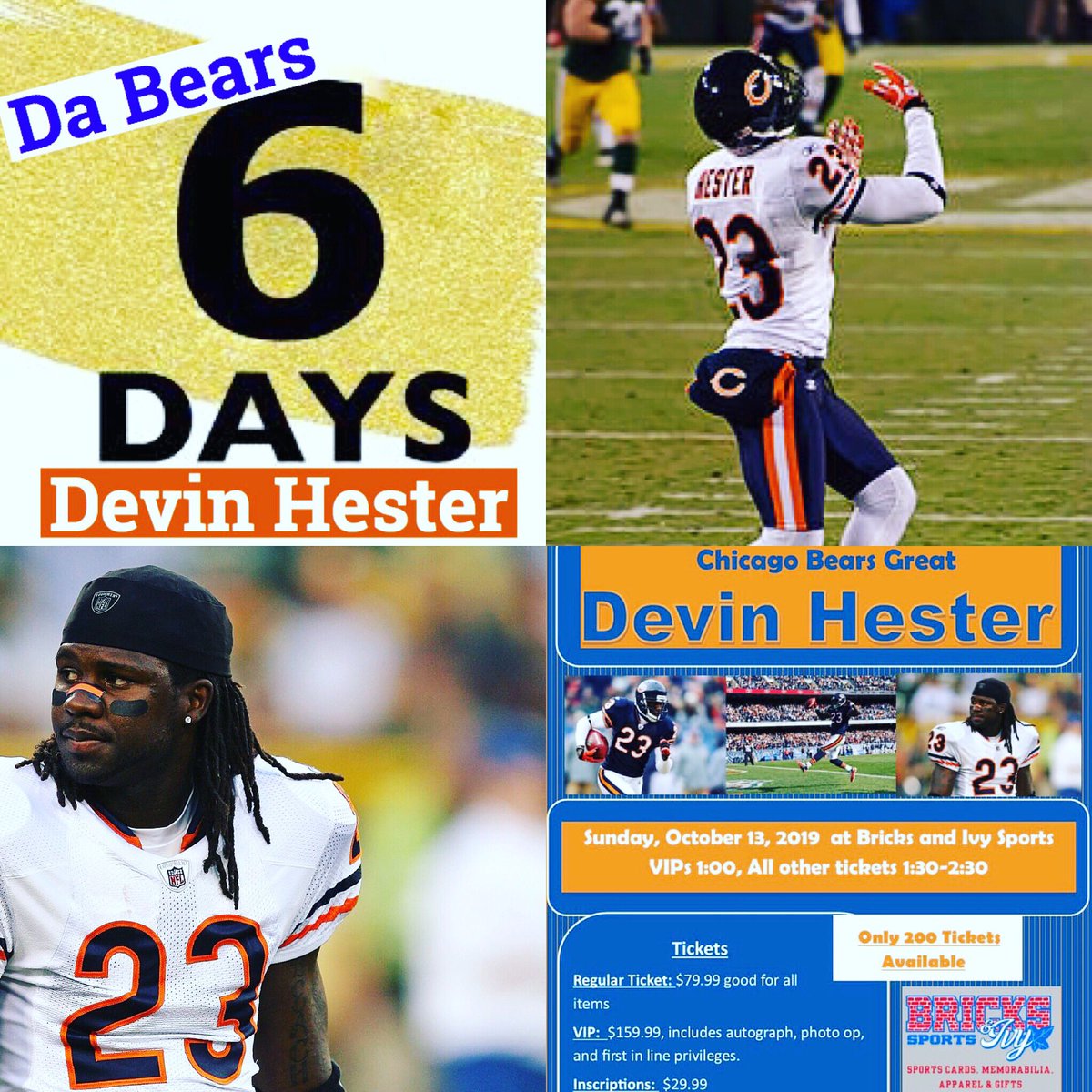 bricksandivysc's tweet photo. Just 6 days away from @ChicagoBears greatest punt returner of all time being in the store!  Don’t miss this opportunity to meet Devin Hester!  Tickets on sale now: https://t.co/3UbJBaslZp https://t.co/3nWRy63EWY