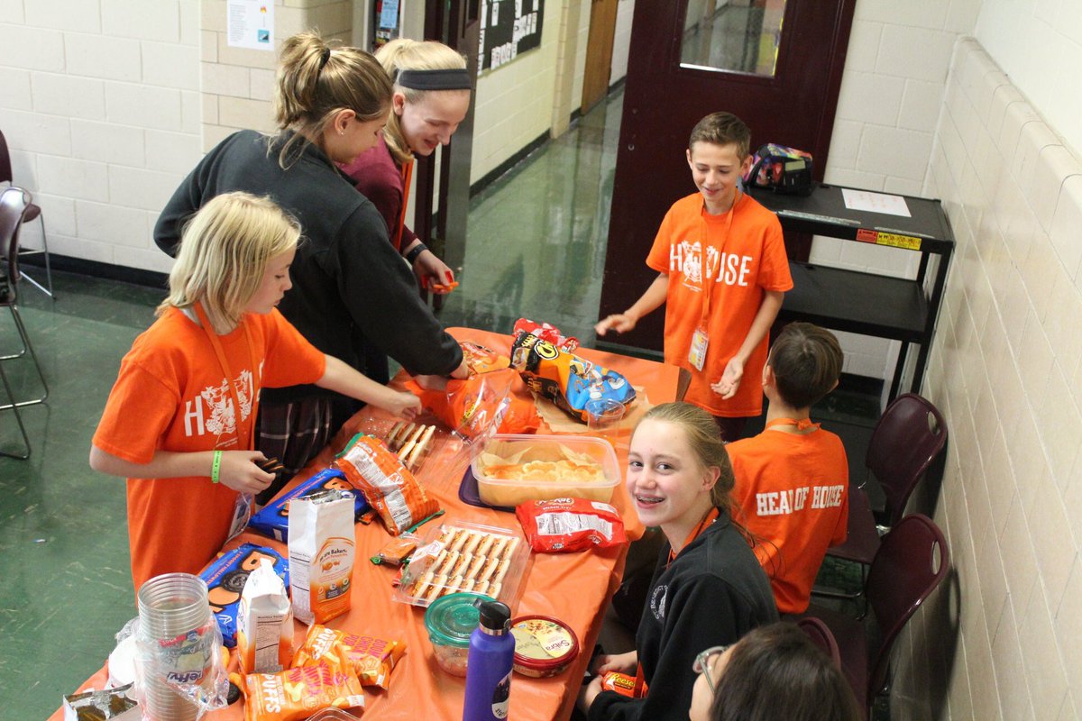 StBenedictPrep's tweet photo. Today, Boniface House celebrated St. Boniface's Feast Day with orange-colored treats that represent their house color. Every year, each house celebrates their patron saint's feast day with their house colors, special treats at lunch, and music in the lunchroom. https://t.co/wVCRzV6CJr