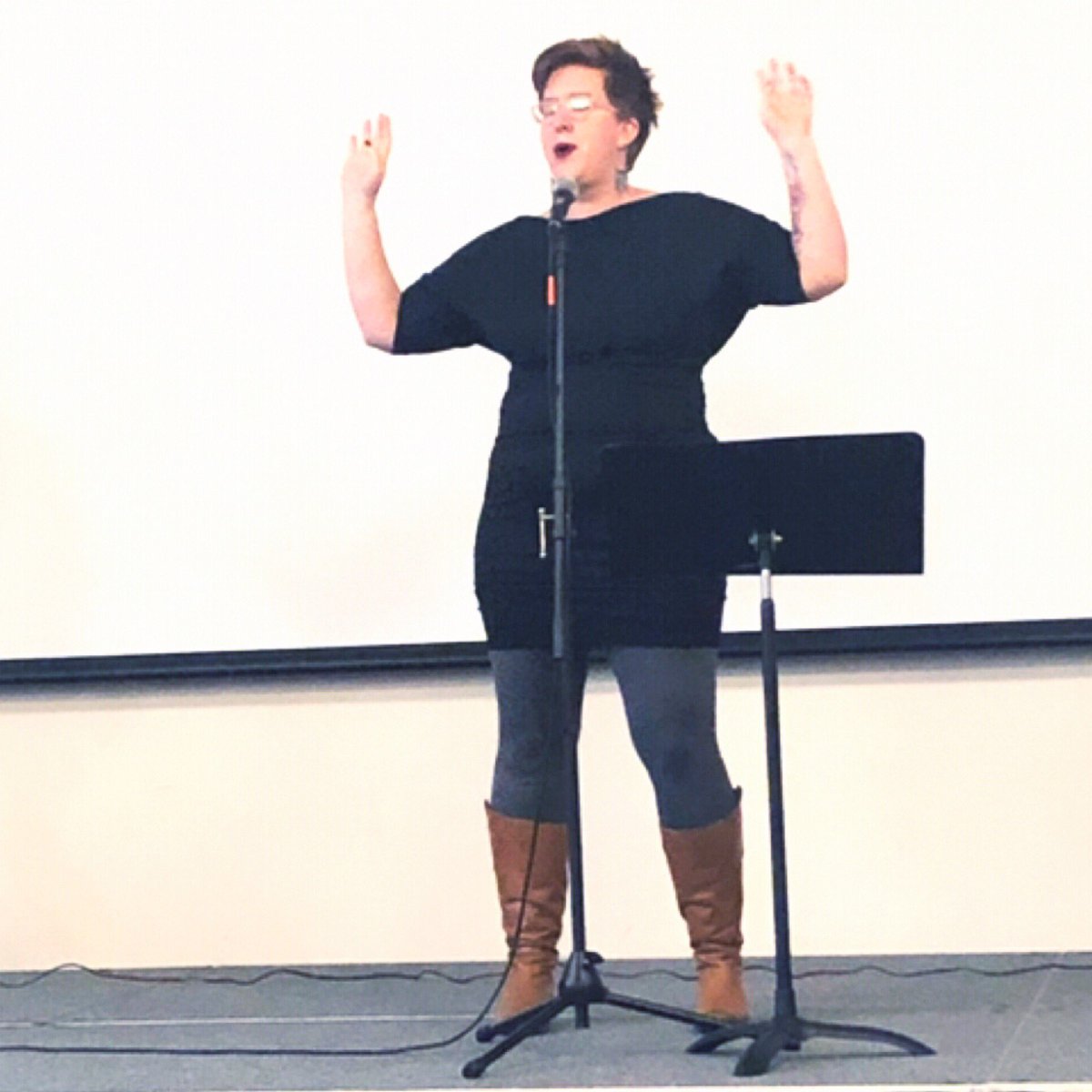 melodywaring's tweet photo. Also bonus -- here's a pic @emm_carpenter snapped of me this weekend reading my poem on #Depression at the #UpstageStigma event. Because #PhDLife is #AllTheThings. Stay tuned for Oct 17 & Nov 7 when I'll be doing #StandUpComedy here in Madison! https://t.co/V9RpsyUGx8