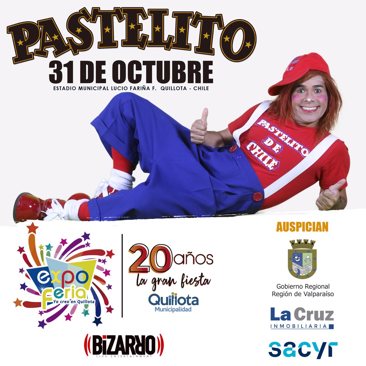 quillota2018's tweet photo. Las risas en nuestra ciudad feliz no acaban, y es por eso que en esta #expoqta2019 estará presente @Pastelitodechile ! 😄🎉

Obtén tu entrada en @ticketpluscl o en nuestra oficina de turismo, ubicada en la plaza de Quillota! 🎟 #expolovers https://t.co/dlSPyQ29pq