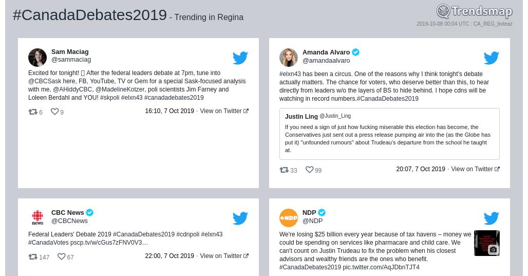 TrendsRegina's tweet photo. #canadadebates2019 is now trending in #YQR

https://t.co/BgMGroGQ4K https://t.co/HsE1EeuPwy