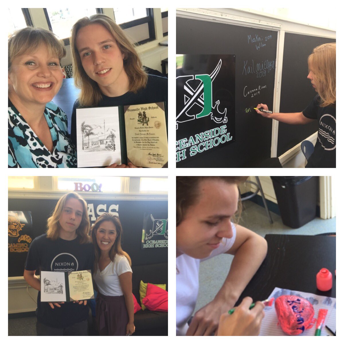 ScienceBoyster's tweet photo. Another grad. Congrats Neko. He wanted NO part of celebrating, he just wanted to be done. 🎓💚🖤 His biggest smile was when painting his rock w his GF’s name. #nocranes #nobell #notunnel #keepmov1n9forward https://t.co/KdXSaHmk6f