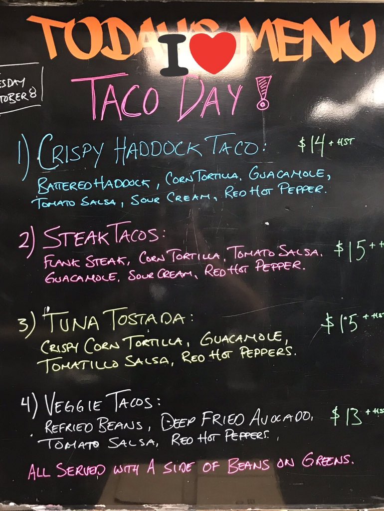 Best thing about Tuesdays?
Tacos for lunch. 
Queen&amp;O’Connor 11:30