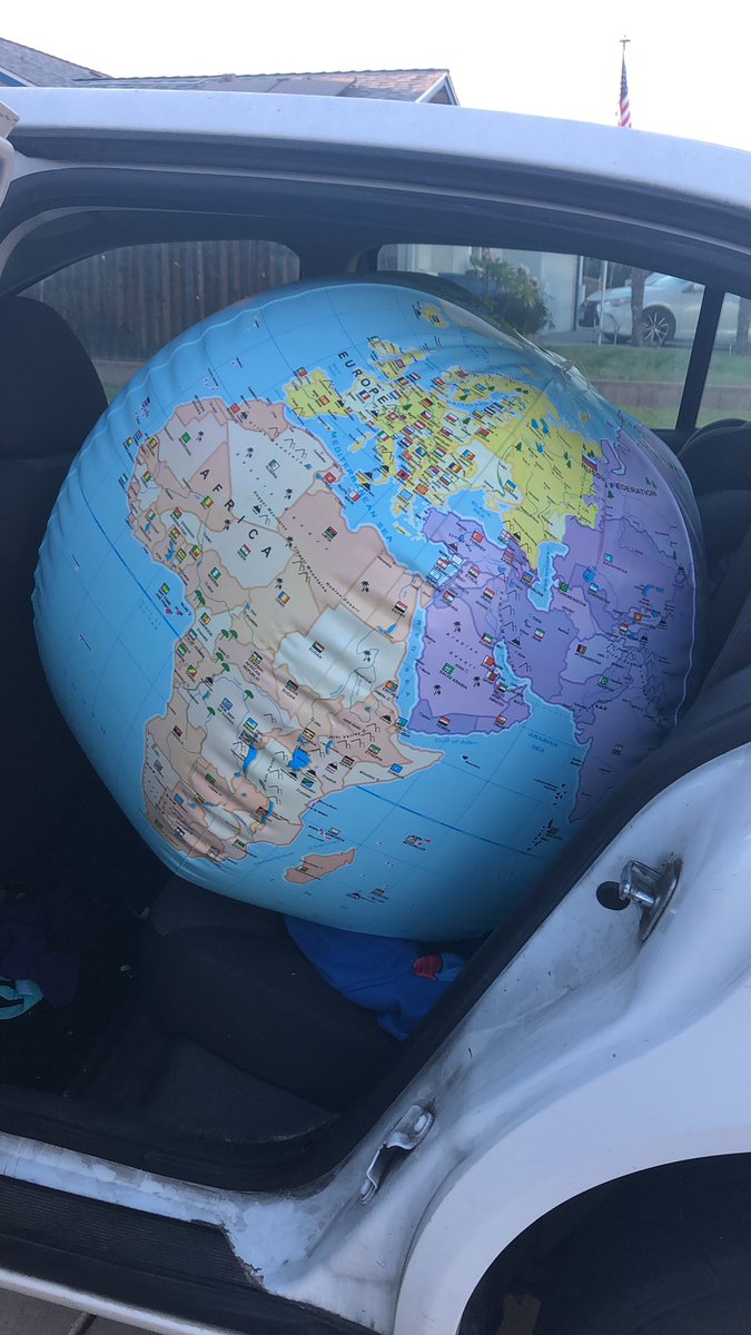 nattydempsey's tweet photo. Stuffing this baby into the car for a climate zone lesson. I have lights &amp; a moon. We are going to start work on how Earth works tomorrow! #HHSsped https://t.co/YzB0VMwbZx