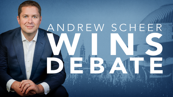 CPC_HQ's tweet photo. Tonight’s debate made one thing clear: Andrew Scheer is the only leader that can be trusted to help you and your family get ahead.

#cdnpoli #elxn43 https://t.co/fwuoMnWud6