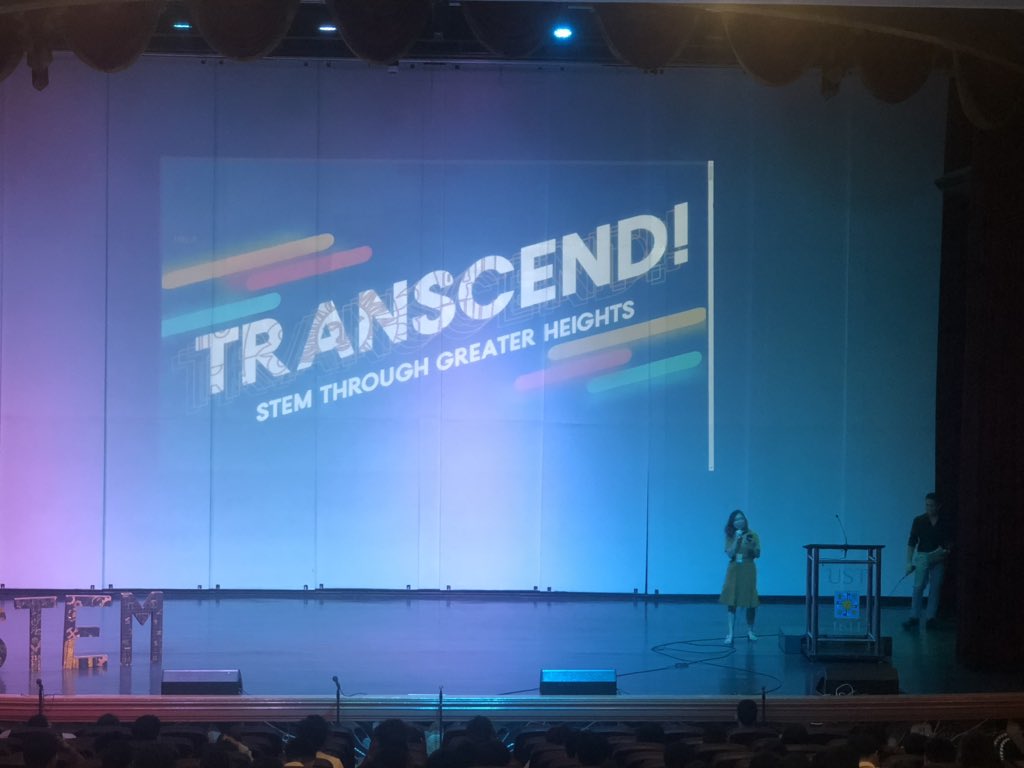 ustshsstemsoc's tweet photo. The Opening Remarks is being delivered by Ms. Christine Acosta, MS, the UST SHS STEM Strand Chair. 
#TRANSCEND2019 https://t.co/qEFdLlugRW