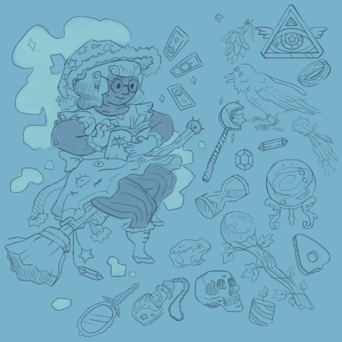 Subsalient's tweet photo. Inktober Day 1 + 7: Ring and Enchanted

Doing things incongruously lol. Lumped together some of the days or I'll never catch up. I'd like to color this at some point.

#inktober2019 #inktoberday7 #inktoberday1 #witchillustration #cutewitch #magicaldrawing #oracle #cuteart #witch https://t.co/t1WAtVhWTe
