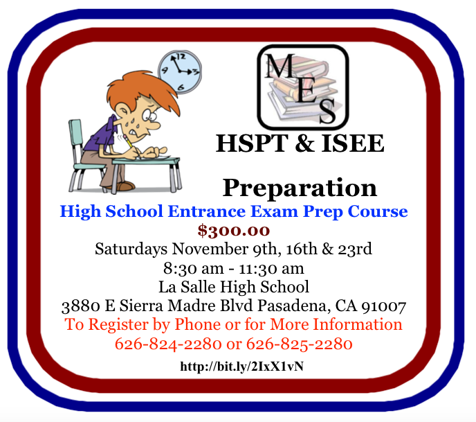 MESLearning's tweet photo. #HSPT #ISEE Test Preparation Course November 9th, 16th &amp; 23rd @LaSallePas #TestPrep   https://t.co/l0qt4pDzAG
https://t.co/6ISlQbpjSw  
@SGVTribune @AltadenaPatch @SanMarinoPatch @ePasadenaNow @SGMHS https://t.co/cqA3yH9Twt