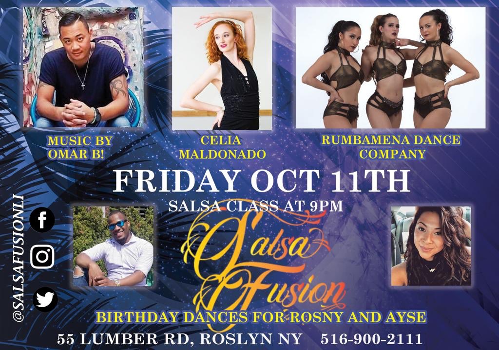 salsafusionLI's tweet image. Coming back Again!
Friday, October 11th
55 Lumber Rd.
Roslyn, NY 11576
Cover: $15
We start Salsafusionli at 9 pm with our amazing @iamomarvelous class!! Performing @rumbamena Team &amp;amp; the beautiful @celiamaldonadod 🙌🏻🙌🏻
#socialdance #salsacommunity 
#secondfridayofeverymonth