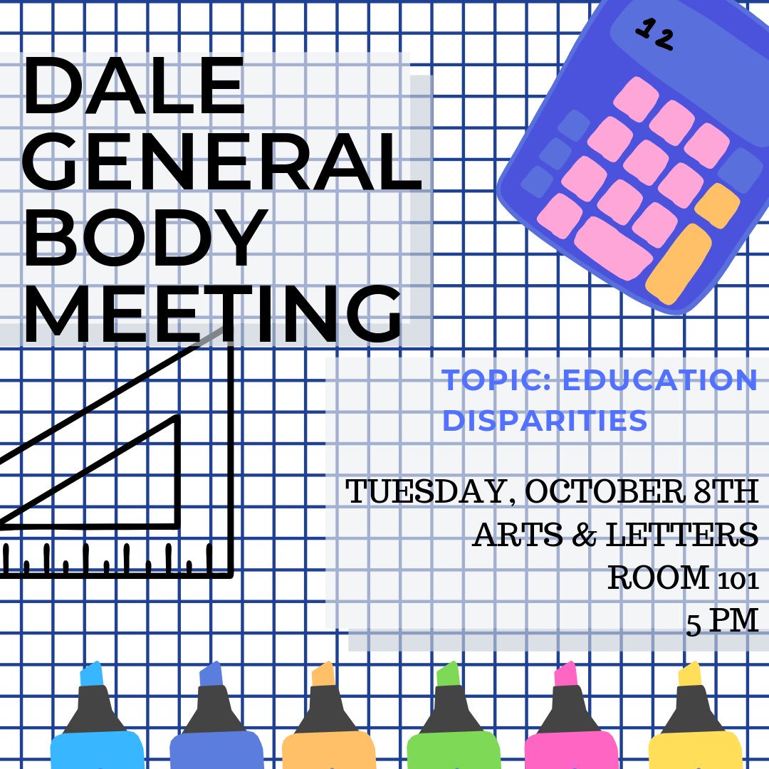 DePaul_DALE's tweet photo. Bring a friend with you tomorrow to our general body meeting where we’ll be discussing the education disparities within latinx communities. Come out and get educated ;) https://t.co/8NuQIKa7tu
