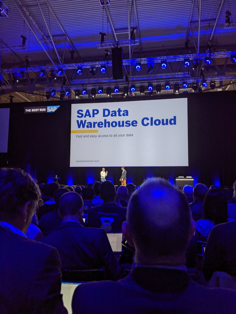 holgermu's tweet photo. And @gerritkazmaier is in announcement mode 
- @SAP Data Warehouse #Cloud GA in Q4 2019
- @SAP Business Objects 4.3 as well in Q4 2019
#SAPTechEd https://t.co/NlmKe6qwwc