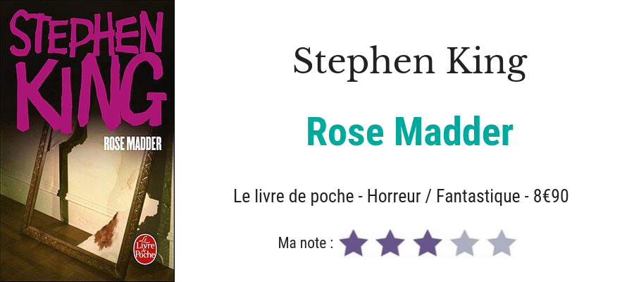 lecturescupcake's tweet photo. [Chronique n°98] Rose Madder – Stephen King : Poignant mais déstabilisant https://t.co/ltivPx2DPg https://t.co/8TGnmu0Q7I