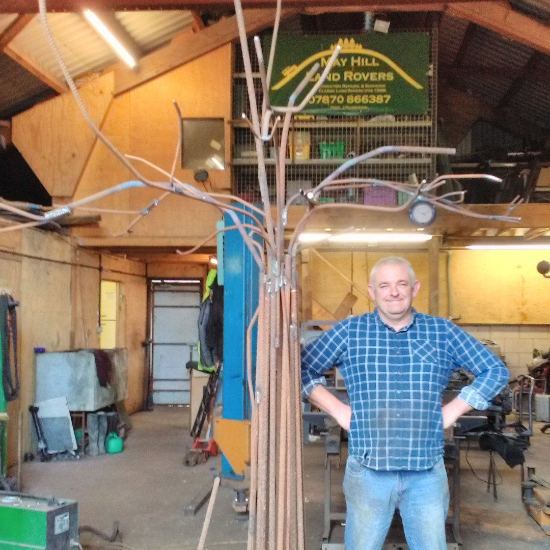 Thanks to funding from Awards4All we're going to install a handmade metal tree sculpture at our Day services site, made by Jamie Pemberton at Mayhill Land Rovers .  It will be a place to hang personalised metal leaves celebrating life events or people we've lost.