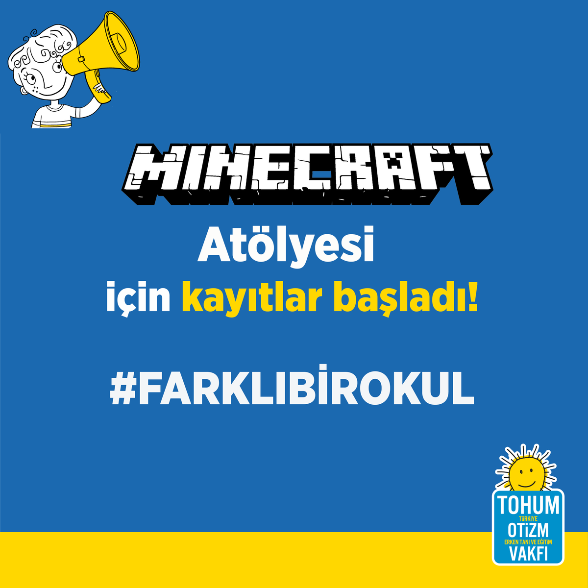 19 ve 26 Ekim'de aileler ve öğretmenlerin katılımıyla gerçekleşecek #Minecraft Atölyesi için kayıtlar devam ediyor! Bilgi almak ve atölyelere kayıt yaptırmak için tıklayın: tohumotizm.org.tr/minecraft-egit… 👈 #FarklıBirOkul #TohumOtizmVakfı #MinecraftEğitimAtölyesi <a href="/Iskele47/">iskele47</a> <a href="/4129Grey/">4129Grey</a>