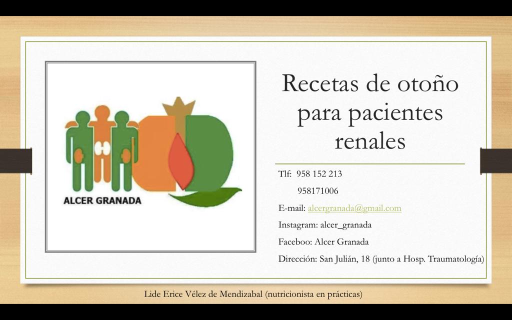 L@s soci@s de ALCER Granada ya tienen las nuevas y deliciosas recetas otoñales adaptadas a ERC. 

¡¡Disfruta de esto y muchas cosas más siendo soci@ de ALCER Granada!!