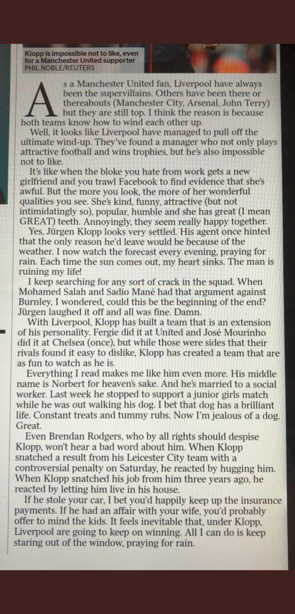 TheKopHQ's tweet image. And even fans of other clubs, big rivals, admire Jurgen 😎