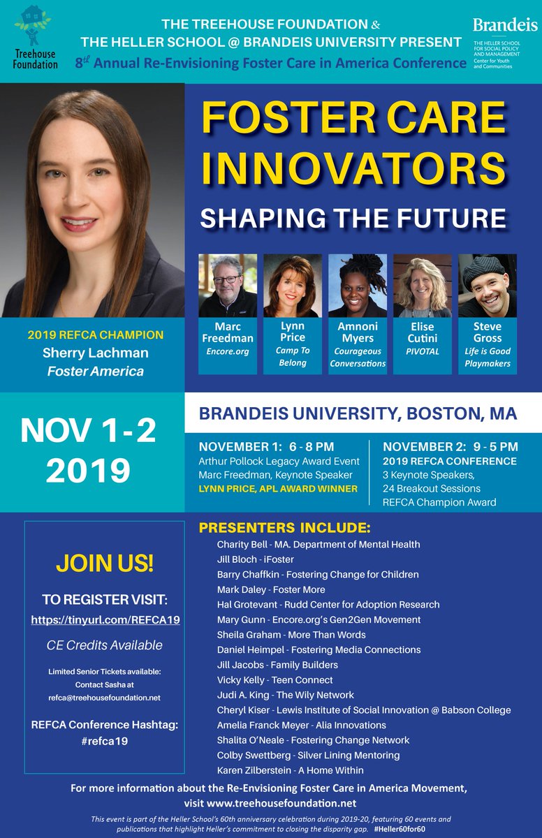 jcockerton's tweet photo. #REFCA2019!
JOIN US on Nov. 2 @ Brandeis University 
for the 8th annual Re-Envisioning Foster Care 
in America Conference!

FOSTER CARE INNOVATORS - SHAPING THE FUTURE
CLICK HERE FOR MORE INFORMATION:  https://t.co/PbvpLYUE1N https://t.co/9AtEaic9m5