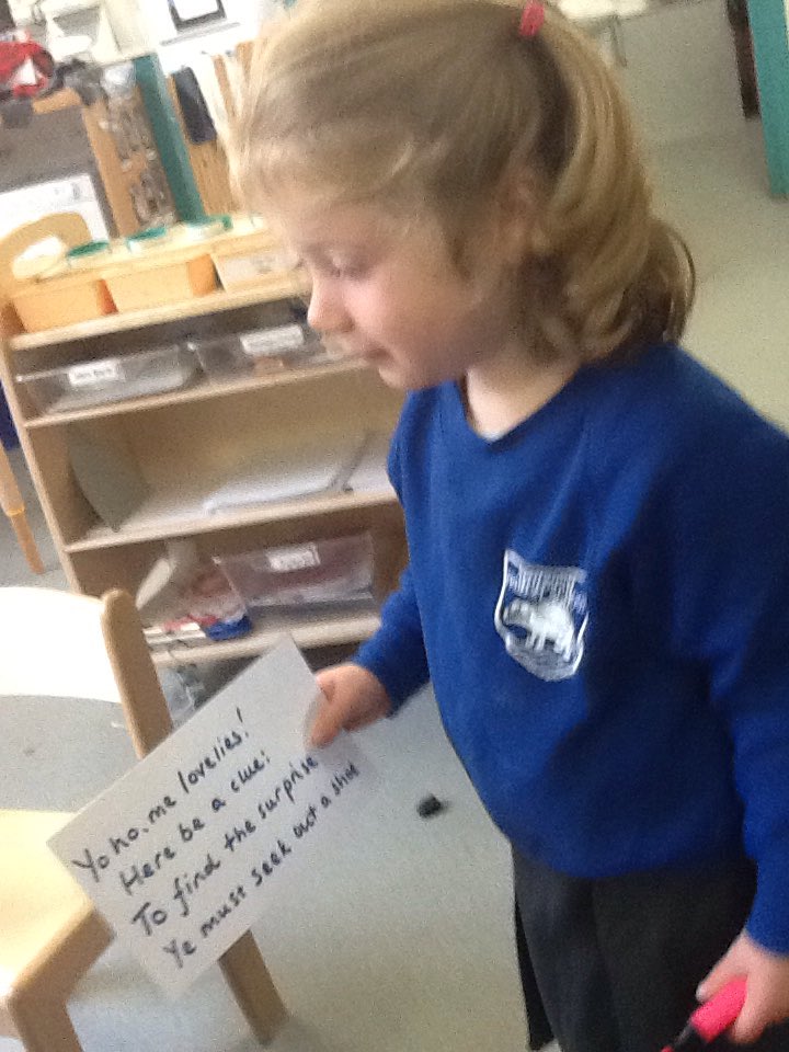broxburn_ps's tweet photo. Yo ho me lovelies,the pirates have embarked on a treasure hunt in the ELC πβοΈβ΄ #goldcoins #findingclues #teamwork https://t.co/V7X7HyeYgq