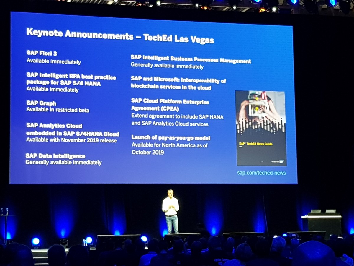 bwmentor's tweet photo. Plenty of keynote announcements at #SAPTechEd 2019 in Barcelona and Las Vegas https://t.co/6vjP2l4hIY