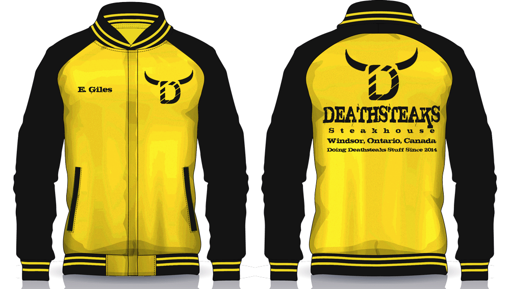 SamjokoDesigns's tweet photo. Next up on the request line are the #DEATHSTEAKS jackets for @ClassicLaughlin &amp; @YourFriendGiles https://t.co/wRczWVXgoM