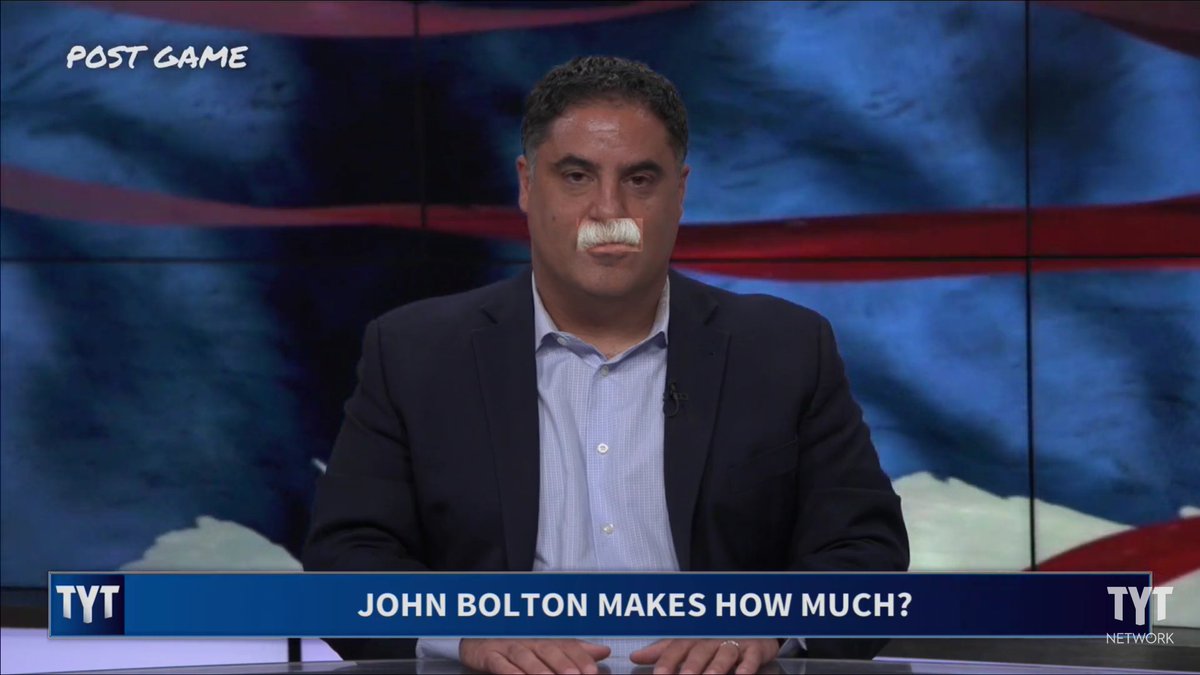 AtomicElbow's tweet photo. John Bolton, fix yo' face! 🤣
#tytlive #tytpostgame
Another great show with @cenkuygur and @AnaKasparian 😉 https://t.co/iL5Bq1AF2Z