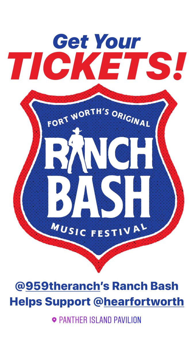 HearFortWorth's tweet photo. Get Your Tickets to #RanchBash & Help Support @HearFortWorth
Their support allows us to reimburse application fees for #FortWorth Musicians to Festivals like @SXSW, @AmericanaFest & more!
Thank You to @959theranch for their continued support of Local Music!
#HearFortWorth https://t.co/txojXBb9os
