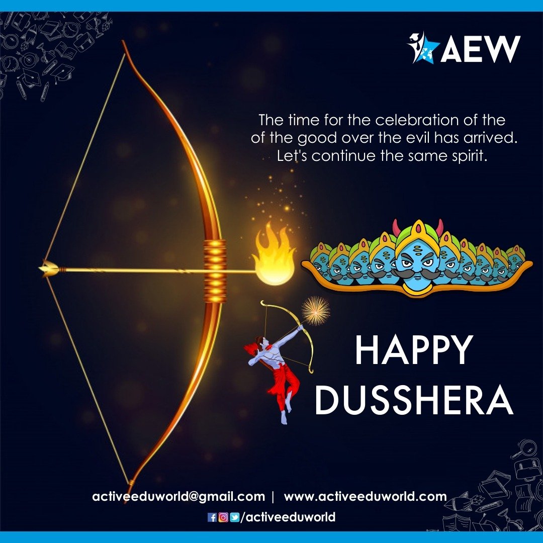 activeeduworld's tweet photo. #HappyDussehra, stay blessed. May this Dussehra bring you loads of joy, courage, hope, success and prosperity!
#विजयादशमी https://t.co/OTtPEYO5tt