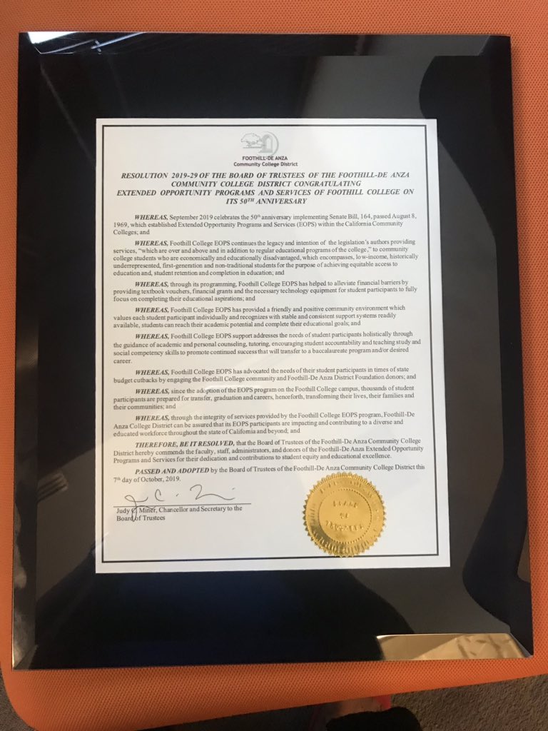 Celebrating a 50 year legacy of making a difference in the lives of so many! Planting seeds of greatness #EOPS50years! Thank you <a href="/judycminer7/">Judy C. Miner</a> @FoothillPrez FHDA Board of Trustees <a href="/ASFCtweet/">ASFC</a> <a href="/fhda_foundation/">FHDA Foundation</a> There’s more to come!