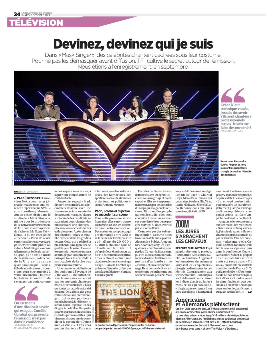 Mask Singer in <a href="/le_Parisien/">Le Parisien</a> #Comingsoon