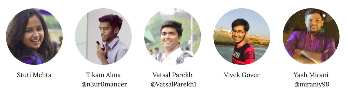 DjangoGirlsGN's tweet photo. Meet our awesome coaches! Stuti Mehta, @n3ur0mancer, @VatsalParekh1, Vivek Gover, @miraniy98. #DjangoGirlsGN https://t.co/jYCpFZM4Lh