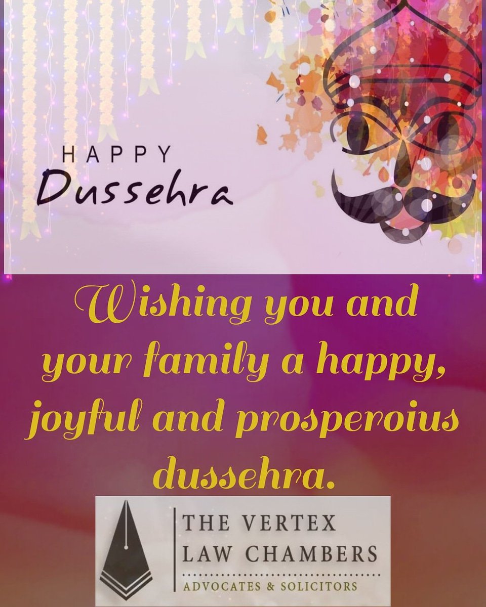 Dussehra wishes from the team of The Vertex Law Chambers.
#festive #victoryoverevil #Dussehra #family #wishes #Dussehra2019 #VijayaDashami  #thevertexlawchambers