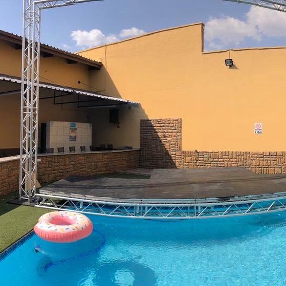 ImpactProductio's tweet photo. We helped Aqua lounge celebrate their first birthday with this awesome setup! #sound #lighting #staging #structures #prolyte #stageoverpool #jblvrx #summergigs https://t.co/yGFFItXFnA