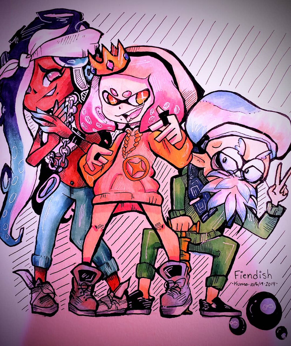 KumoDoggo's tweet photo. October 6: Fiendish
I've been on vacation almost 3 days now, Inktober is a bit slow for me, but enjoying vacay for a bit! Otherwise, here is the good gals!
#fanart #splatoon2 #copicmarkers #prismacolor #art #artist #inktober2019 #inktober #splatdatink #splatdatspookyink https://t.co/iNevOHcQ29