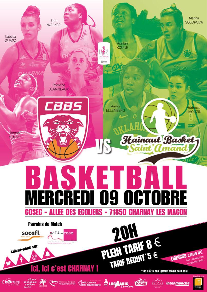 cbbs_basket's tweet photo. J-1 pour le premier match à domicile des #pinkies en #lfb

@cbbs_basket 🆚 @Hainaut_Basket

🏟️ Cosec de #charnaylèsmâcon 
📅 9 octobre 
🕗 20 heures

📺 Retransmis sur https://t.co/c0EByEygkT avec les commentaires de @bilelkheder et @MrTripleDble

💝#OctobreRose💝
💓#TousEnRose💓 https://t.co/aVITFMgsI3