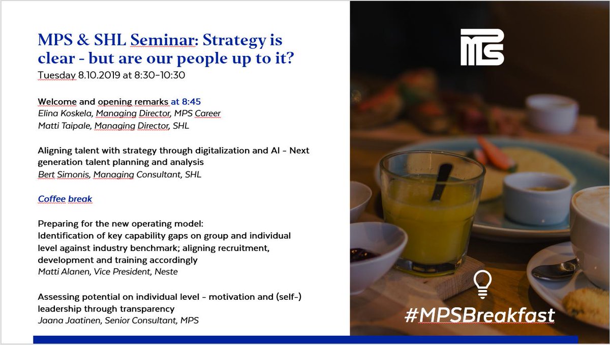 MPSFinland's tweet photo. #MPSBreakfast today together with  @SHLglobal with an interesting topic: Strategy is clear - but are our people up to it? https://t.co/lXzFjilxHx