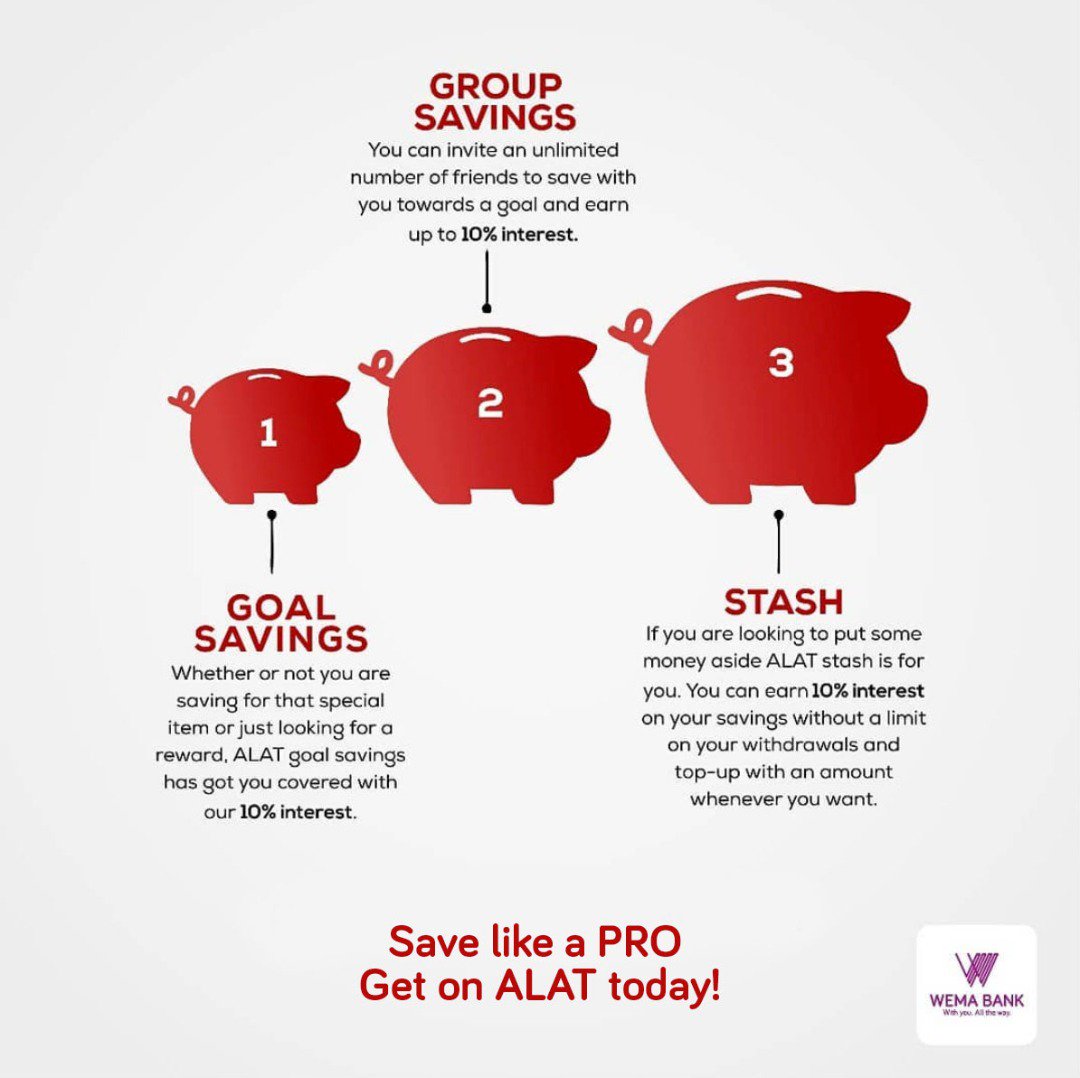 soulbabang's tweet photo. Save like a PRO with ALAT's unique investment options - FIXED, FLEXI, STASH.
Investment options built for you.
Join the ALAT Tribe and start saving. #CustomerServiceWeek2019 #DgitalBanking #GetALAT https://t.co/GbfvUnW49Z
