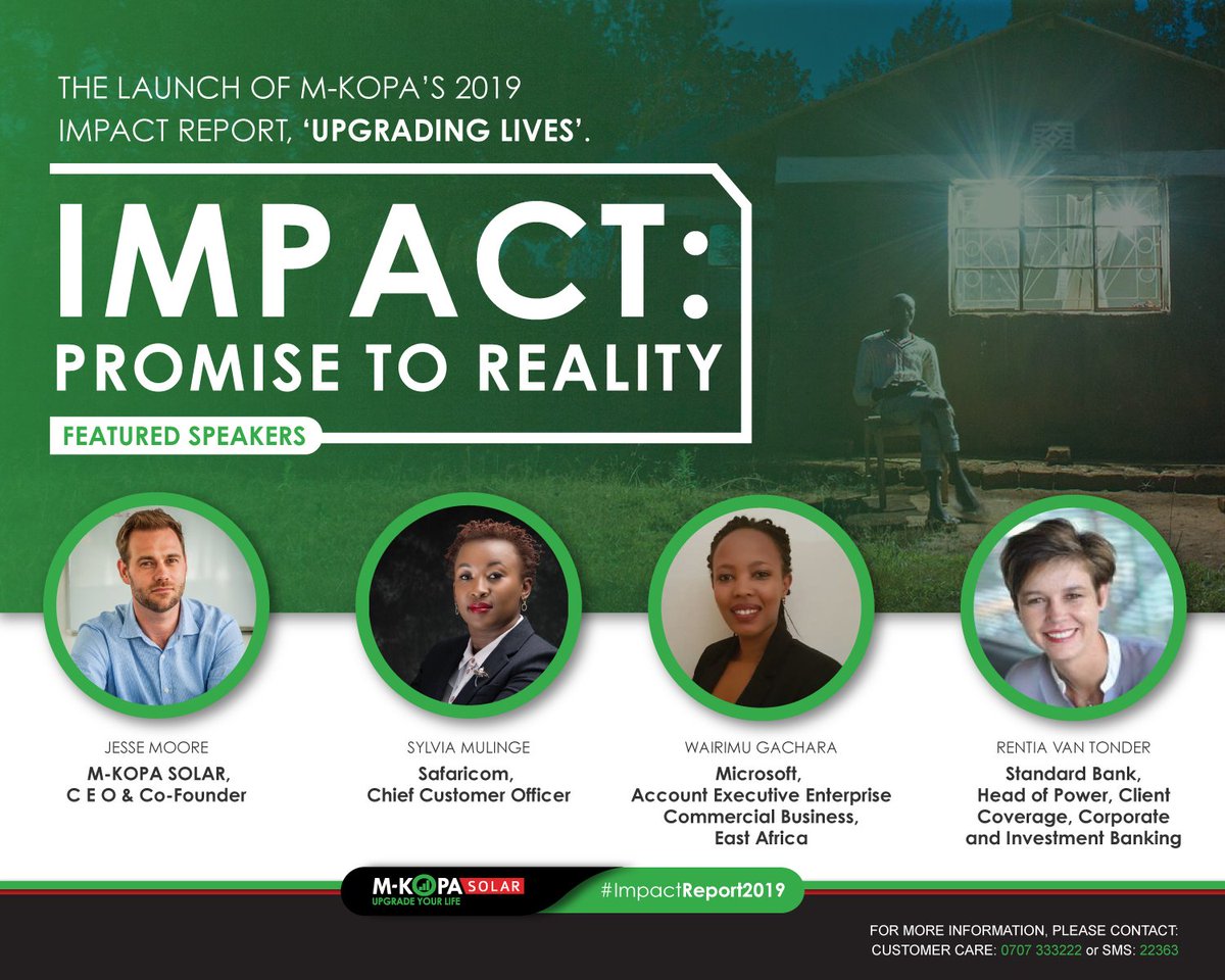 M-KOPA Kenya (@mkopakenya) on Twitter photo From Promise to Reality. Join us tomorrow as <a href="/mkopasolar/">Faiba Mobile</a> CEO & Co-founder <a href="/jessemoore/">jessemoore</a> with <a href="/sylmulinge/">Sylvia Mulinge M.B.S</a> from <a href="/SafaricomPLC/">Safaricom PLC</a> , <a href="/WairimuGachara/">Wairimu Gachara</a> from <a href="/microsoftea/">Microsoft EastAfrica</a> & Ms. Tonder from <a href="/SBGroup/">Standard Bank Group</a> discuss how partnerships drive positive impact #CleanEnergy #MKOPAImpact #UpgradeYourLife From Promise to Reality. Join us tomorrow as <a href="/mkopasolar/">Faiba Mobile</a> CEO & Co-founder <a href="/jessemoore/">jessemoore</a> with <a href="/sylmulinge/">Sylvia Mulinge M.B.S</a> from <a href="/SafaricomPLC/">Safaricom PLC</a> , <a href="/WairimuGachara/">Wairimu Gachara</a> from <a href="/microsoftea/">Microsoft EastAfrica</a> & Ms. Tonder from <a href="/SBGroup/">Standard Bank Group</a> discuss how partnerships drive positive impact #CleanEnergy #MKOPAImpact #UpgradeYourLife