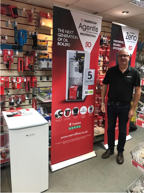 Pop into @PlumbaseH this morning and have a chat with @Alan56647492 from @warmflowuk about their new #AgentisOilBoiler and have a #BaconRoll while your at it! #Warmflow, #HeatingEngineers, #OilBoiler,