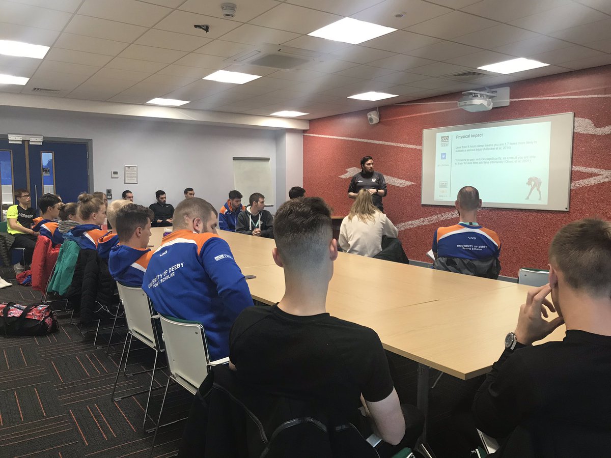 A great morning @TalentedAthlete workshop on sleep 😴 
Great to have @Dr_PhilClarke educating our #sportscholars #interns and #dualcareer athletes
@DerbyUni