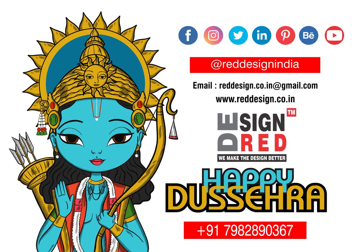 reddesignindia's tweet photo. Happy Dussehra

Thanks &amp; Best Regards
for Red Design
Rajeev Kumar
7982890367
(Mob. / What's App No.)
E Mail : rajeev@reddesign.co.in
: https://t.co/hTPHdfAS6N.in@gmail.com
Website : https://t.co/nAQSlgEfZe https://t.co/OMMahdBnAt