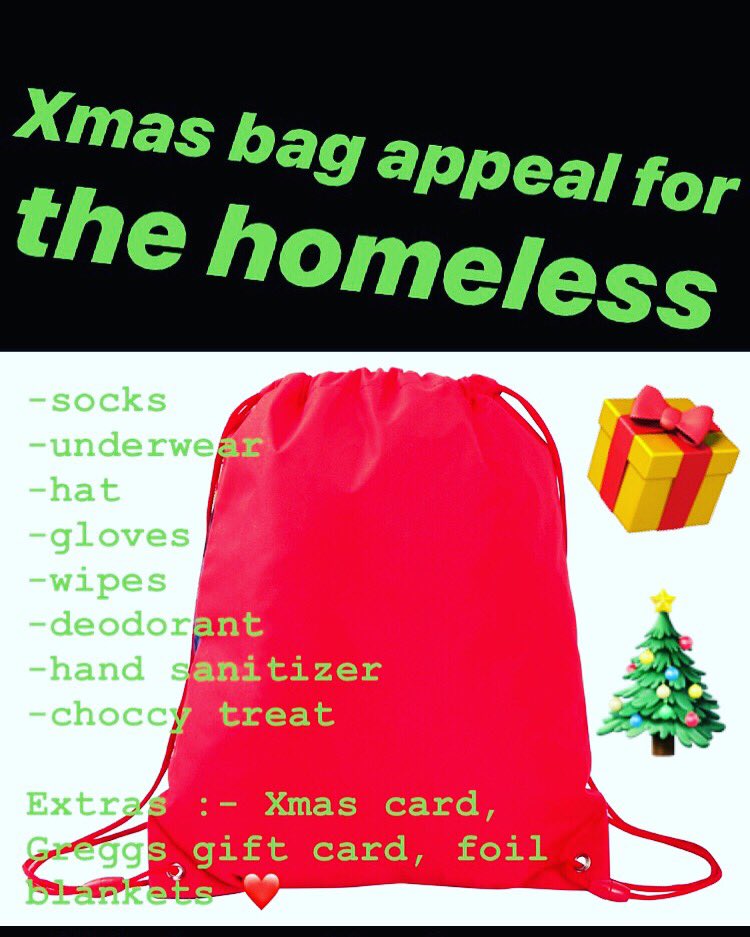 JoleneHampson1's tweet photo. After such a huge success last year with over 250 bags , we have re launched our Xmas bag appeal, a gift for the homeless ❤️🎁🎄 local pick up points for the bags or get in touch ....
#homelessness #Manchester #BeKind #unity #community #Christmas #SpreadLove https://t.co/qYxAXj54Nw