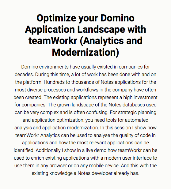 TTteamWorkr's tweet photo. Join @Thilo_Volprich in #Moscow at #RNUG Forum on October 10th, 3PM in the BackYard Hall to experience how you can optimize your #HCLDomino applications landscape using #teamWorkr Analytics and Modernization. #analysis #AppModernization #integration #dominoforever #WeLoveDomino https://t.co/ycsBcrGK5b