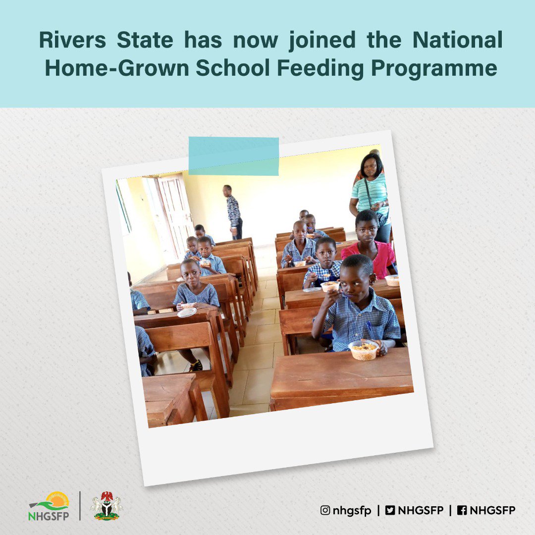 BryteDude's tweet photo. IT IS OFFICIAL: The National Home-Grown School Feeding Programme is LIVE in Rivers State, with 85,980 pupils being fed in 803 schools. 945 Cooks have been engaged... Feel free to join @NHGSFP and #TrackWithUs https://t.co/9O4hr7e1H6