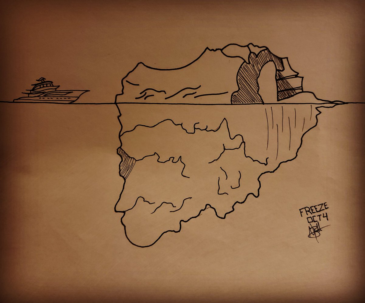 ElJefeNeo's tweet image. (I forgot to post this!) When you cruise up to this behemoth the only thing you can do is...Freeze. #inktober #inktober2019 #iceberg #freeze