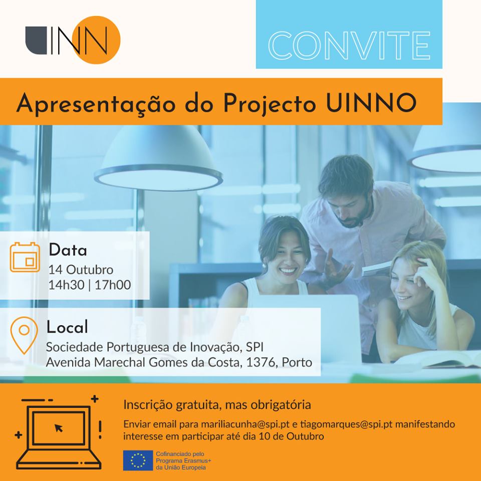 Evento <a href="/UiNNO/">INNO-MAN U TEMBO</a> sobre #empreendedorismo e #inovação no dia 14.10 às 14h nas instalações da <a href="/SPI_SOC/">Sociedade Portuguesa de Inovação</a>. 
+ info: bit.ly/2kPHJtR