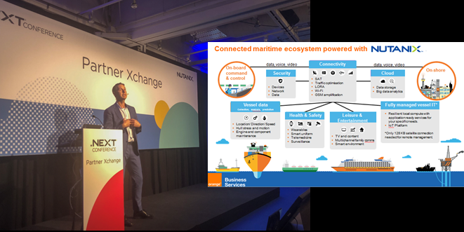 StefanKanis's tweet photo. .@orangebusiness is offering #cloud solutions tailored to local markets and verticals, such as “Ship in a Box” dedicated to the #maritime ecosystem. #NextConf #Nutanix https://t.co/RrPo2rbSeX